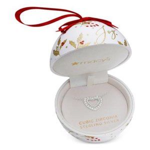 Giani Bernini Ornament Box with Cubic Zirconia Heart 18" Pendant Necklace